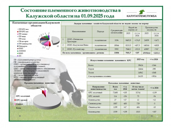 Состояние племенного животноводства на 01.09.2025