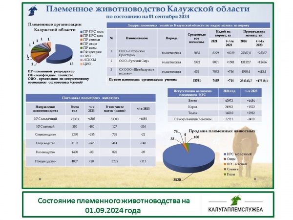 Состояние племенного животноводства на 01.09.2024